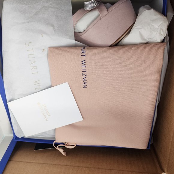 Stuart Weitzman Mega Crystal Bow Platform Sandals Color: Ballet New: Never Worn - Picture 13 of 13